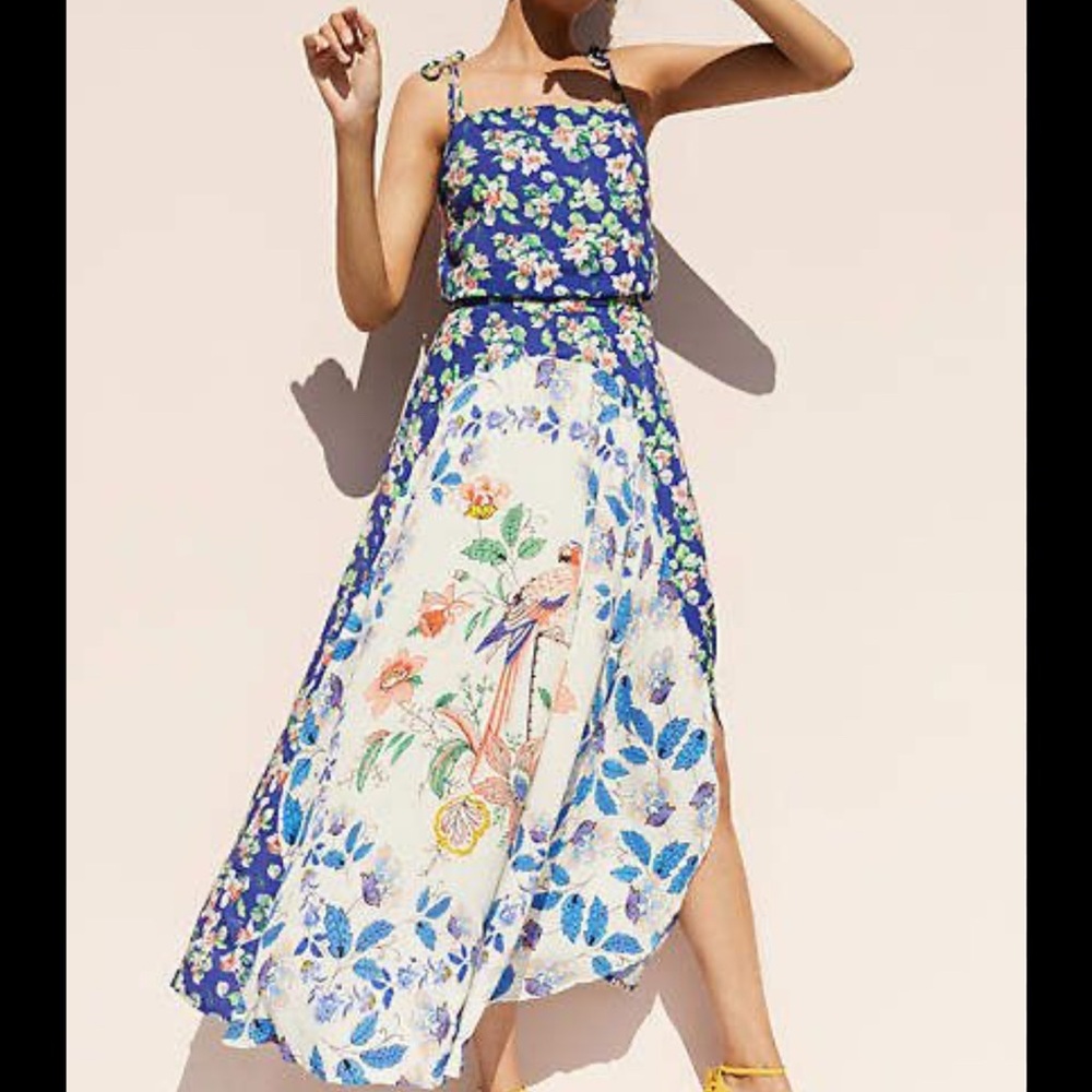 Anthropologie Akemi & Kin Floral Blue and White Dress